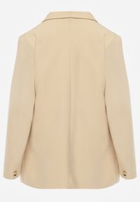 Renee - Beżowa Marynarka z Klapami Ruqae. Kolor: beżowy. Wzór: aplikacja #3