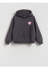 Reserved - Bluza z nadrukiem na plecach - ciemnoszary. Kolor: szary. Materiał: bawełna. Wzór: nadruk #1