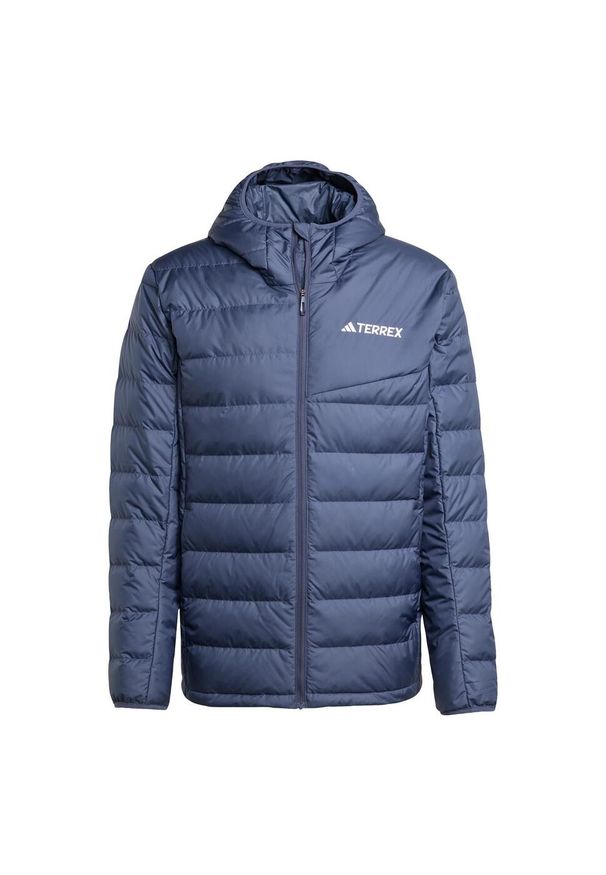 Adidas - Kurtka z kapturem Terrex Multi Light Down CLIMAWARM. Typ kołnierza: kaptur. Kolor: niebieski. Materiał: puch. Technologia: ClimaWarm (Adidas). Sport: turystyka piesza