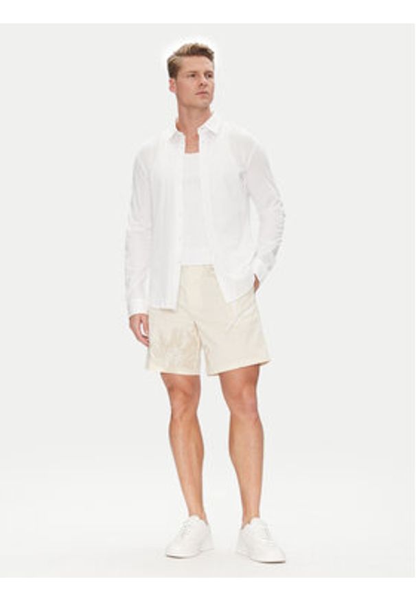 BOSS Szorty materiałowe C-Karlos 50538839 Écru Regular Fit. Materiał: bawełna