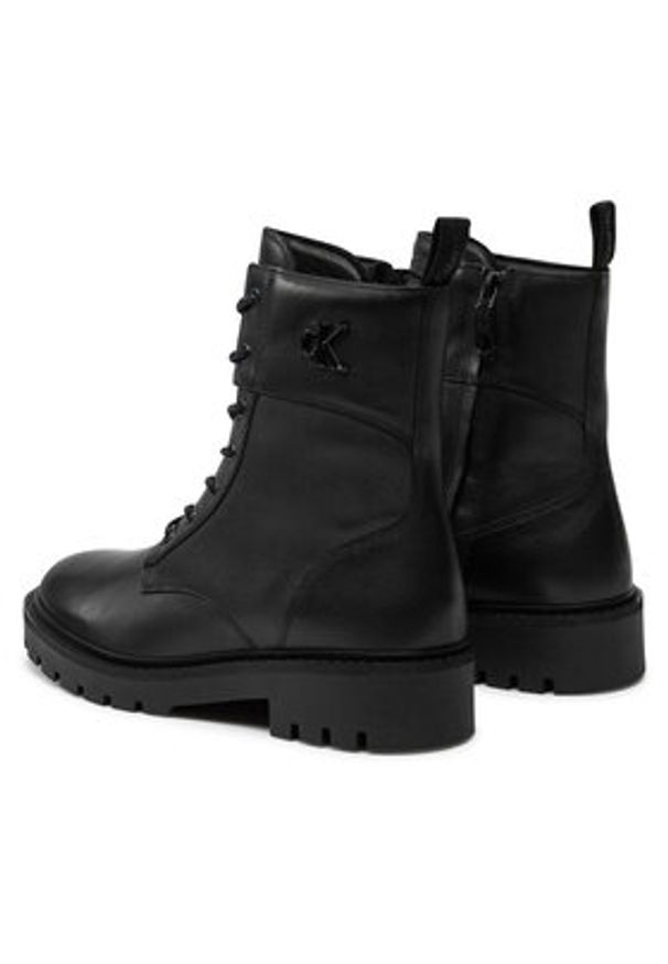 Calvin Klein Jeans Trapery Combat Boot Mid Zip Lth In Calf YW0YW01550 Czarny. Kolor: czarny. Materiał: skóra