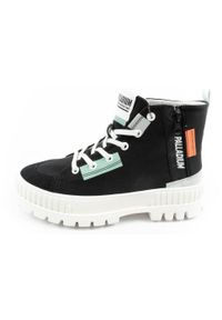 Buty za kostkę sportowe damskie Palladium Pallashock Backzip 2. Wysokość cholewki: za kostkę. Kolor: czarny. Materiał: nylon, zamsz, materiał, bawełna. Szerokość cholewki: normalna