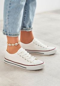 Born2be - Białe Trampki w Klasycznym Stylu z Niską Cholewką Tyrell. Okazja: na co dzień. Wysokość cholewki: przed kostkę. Kolor: biały. Materiał: jeans, materiał. Szerokość cholewki: normalna. Sezon: wiosna, lato. Styl: klasyczny #6