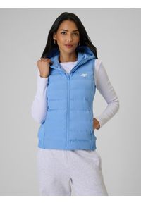 4f - 4F Bezrękawnik z wypełnieniem syntetycznym damski - niebieski M. Kolor: niebieski. Materiał: syntetyk. Długość rękawa: bez rękawów. Wzór: gładki #1