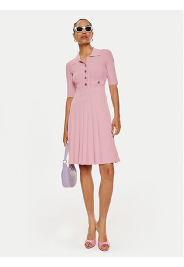 Pinko Sukienka dzianinowa Alambicco 104032 A239 Różowy Regular Fit. Kolor: różowy. Materiał: syntetyk