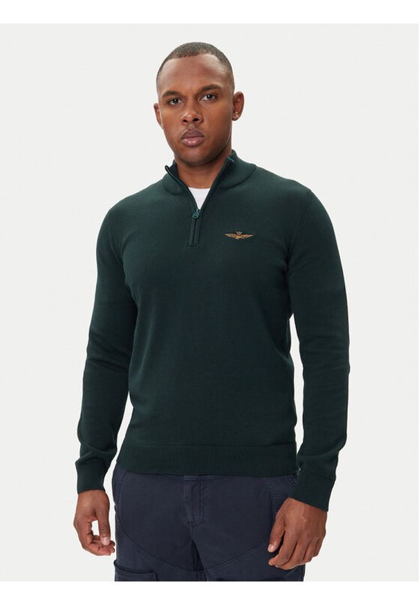 Aeronautica Militare Sweter 252MA1578UL00506 Zielony Regular Fit. Kolor: zielony. Materiał: bawełna