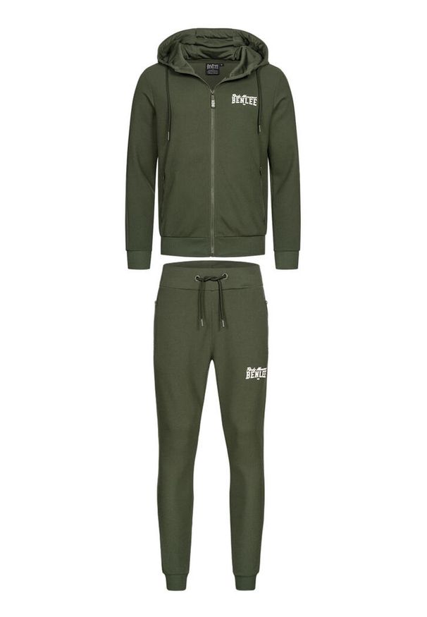 Dres z kapturem o regularnym kroju Lonsdale Hackberry. Kolor: zielony, biały, wielokolorowy. Materiał: dresówka. Sport: fitness