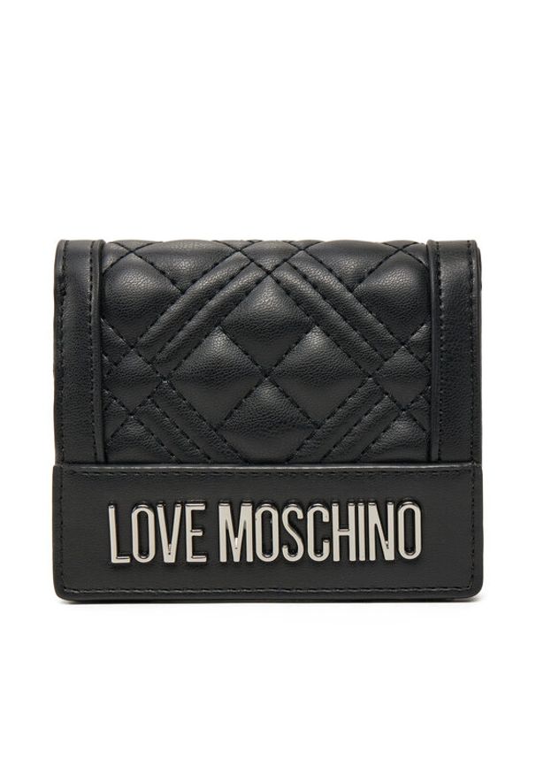 Love Moschino - LOVE MOSCHINO Mały Portfel Damski JC5601PP1MLA000B Czarny. Kolor: czarny. Materiał: skóra