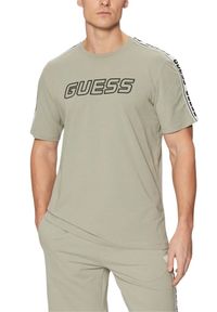 Guess - GUESS Zielony t-shirt męski Arlo. Kolor: zielony