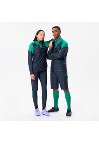 KIPSTA - Bluza piłkarska Kipsta Viralto Club na krótki suwak. Kolor: zielony, szary, wielokolorowy. Materiał: materiał, elastan, poliester. Długość: krótkie. Sport: piłka nożna