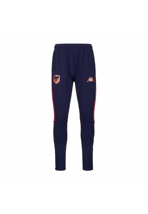 Kappa - Spodnie dresowe dla dzieci SM Caen Abunszip Pro 8 2024/25. Kolor: czerwony, niebieski, wielokolorowy, brązowy. Materiał: dresówka. Sport: piłka nożna