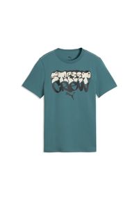 Puma - Młodzieżowa koszulka MID 90s z grafiką PUMA. Kolor: zielony, szary, wielokolorowy. Sezon: lato. Sport: joga i pilates #1