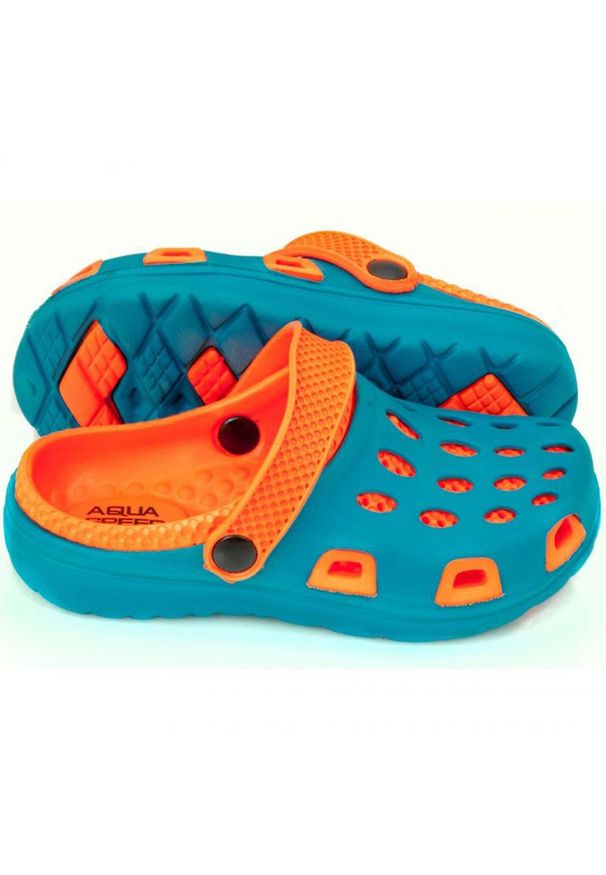 Aqua Speed - Klapki Aqua-speed Silvi kol 01 niebieskie pomarańczowe. Kolor: pomarańczowy, wielokolorowy, niebieski. Materiał: syntetyk, materiał. Styl: młodzieżowy