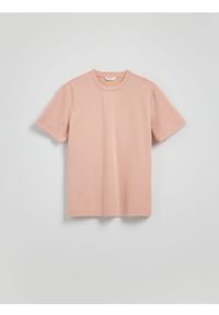 Reserved - Strukturalny t-shirt comfort fit - brudny róż. Kolor: różowy. Materiał: dzianina