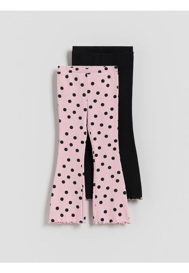 Reserved - Prążkowane legginsy z bawełny 2 pack - wielobarwny. Materiał: bawełna, prążkowany
