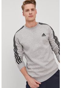 Adidas - adidas Bluza GK9110 męska kolor szary melanżowa. Okazja: na co dzień. Kolor: szary. Materiał: poliester, dzianina. Wzór: melanż. Styl: casual #1