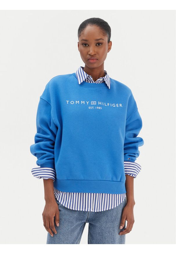 TOMMY HILFIGER - Tommy Hilfiger Bluza Corp Logo WW0WW47831 Niebieski Regular Fit. Kolor: niebieski. Materiał: bawełna
