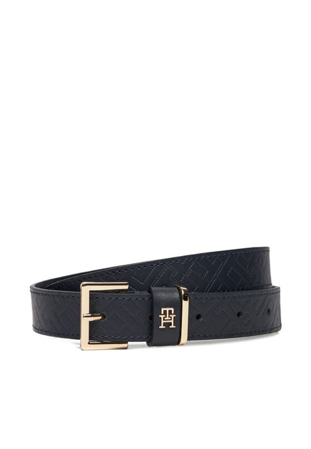 TOMMY HILFIGER - Tommy Hilfiger Pasek Damski Th Square 2.5 Mono Go AW0AW17974 Granatowy. Kolor: niebieski. Materiał: skóra