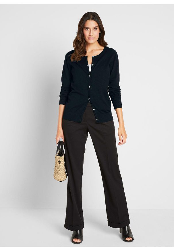 bonprix - Sweter rozpinany. Kolor: czarny. Styl: elegancki