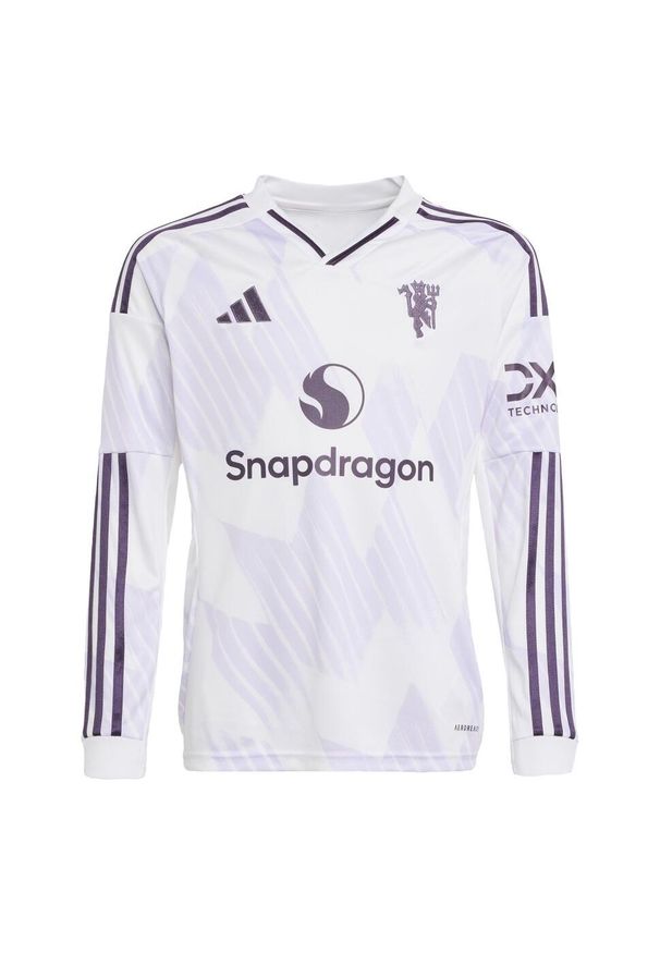 Adidas - Koszulka Manchester United 25/26 Long Sleeve Away Jersey. Kolor: biały. Materiał: jersey. Długość rękawa: długi rękaw. Sport: piłka nożna
