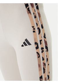 Adidas - adidas Legginsy Animal Print 3-Stripes JM1867 Beżowy Slim Fit. Kolor: beżowy. Materiał: bawełna. Wzór: nadruk #5