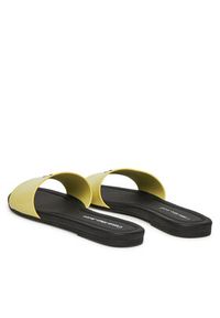 Calvin Klein Jeans Klapki Flat Sandal Slide Mg YW0YW01697 Żółty. Kolor: żółty. Materiał: skóra