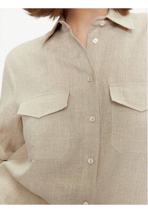 Marella Koszula Alcide 2413111142 Écru Regular Fit. Materiał: len