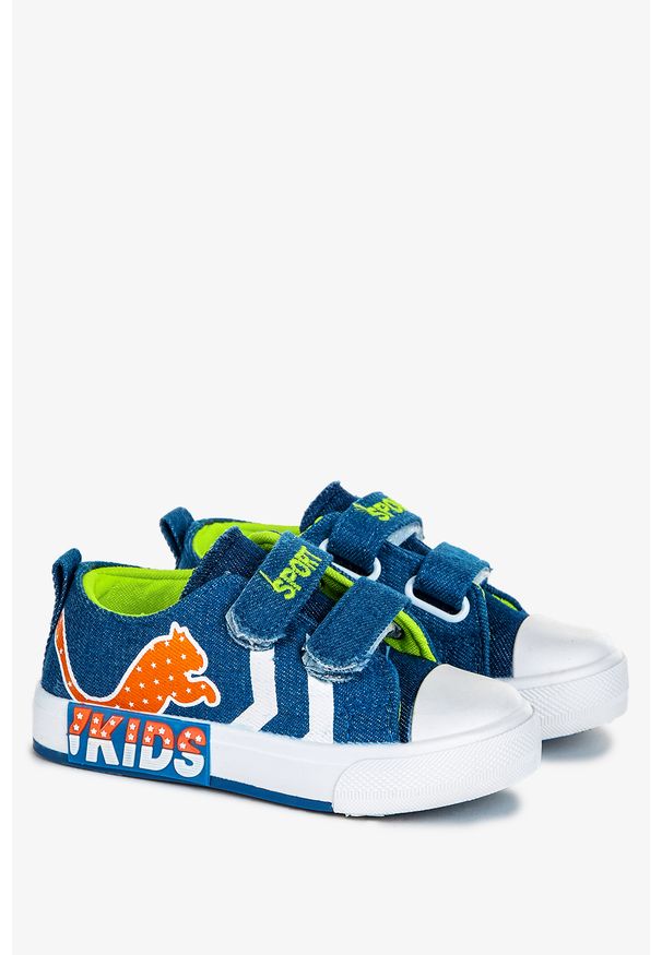 Casu - Niebieskie trampki jeansowe na rzepy casu 8/4/21/m. Zapięcie: rzepy. Kolor: niebieski. Materiał: jeans