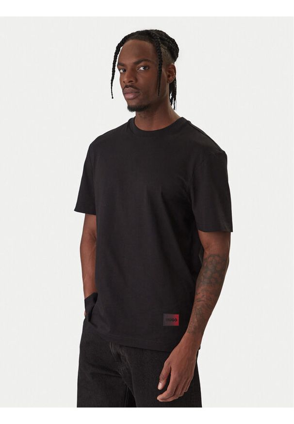 Hugo - HUGO T-Shirt Danoto 50553144 Czarny Regular Fit. Kolor: czarny. Materiał: bawełna