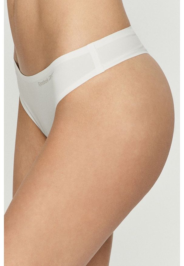 Reebok - Stringi (3-PACK). Kolor: czarny. Materiał: dzianina, materiał. Wzór: gładki