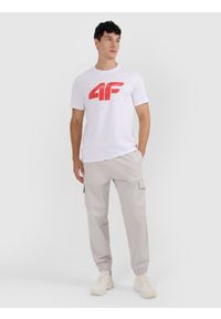 4f - 4F T-shirt regular z nadrukiem męski - biały M. Okazja: na co dzień. Kolor: biały. Wzór: nadruk. Styl: casual