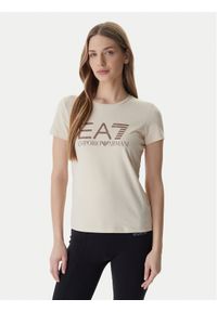 EA7 Emporio Armani T-Shirt 7W000993 AF18401 Beżowy Regular Fit. Kolor: beżowy. Materiał: bawełna #1