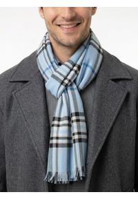 Lekki Przejściowy Szalik - V. Fraas - Błękitny w Kratkę. Kolor: niebieski. Materiał: poliester. Wzór: kratka. Sezon: wiosna, jesień, lato #4