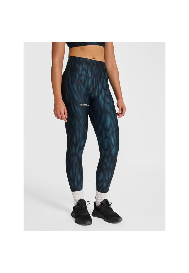 Damskie legginsy Hummel AOP Hiit Intensity. Kolor: wielokolorowy, niebieski, zielony. Sport: fitness