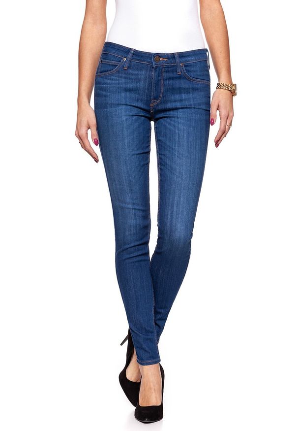 Lee - SPODNIE DAMSKIE LEE SCARLETT BRIGHTBLUE WORN L526PFRU 112111791. Wzór: aplikacja