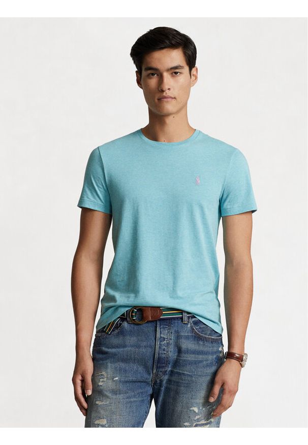 Polo Ralph Lauren T-Shirt 710671438365 Niebieski Custom Slim Fit. Typ kołnierza: polo. Kolor: niebieski. Materiał: bawełna