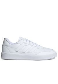 Adidas - Buty męskie adidas Courtblock IF4031 - białe. Zapięcie: pasek. Kolor: biały. Materiał: skóra, syntetyk, guma. Szerokość cholewki: normalna. Wzór: aplikacja