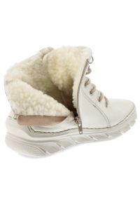 Białe Botki Rieker Ocieplane Obuwie Damskie. Okazja: na spacer, na co dzień. Zapięcie: sznurówki. Kolor: biały. Materiał: materiał, syntetyk. Sezon: zima, jesień. Styl: casual #5