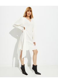 OFF-WHITE - Biała asymetryczna sukienka. Kolor: biały. Materiał: materiał. Typ sukienki: asymetryczne