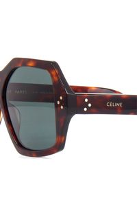 CELINE - Brązowe okulary przeciwsłoneczne. Kolor: brązowy. Materiał: materiał. Wzór: aplikacja, geometria #5