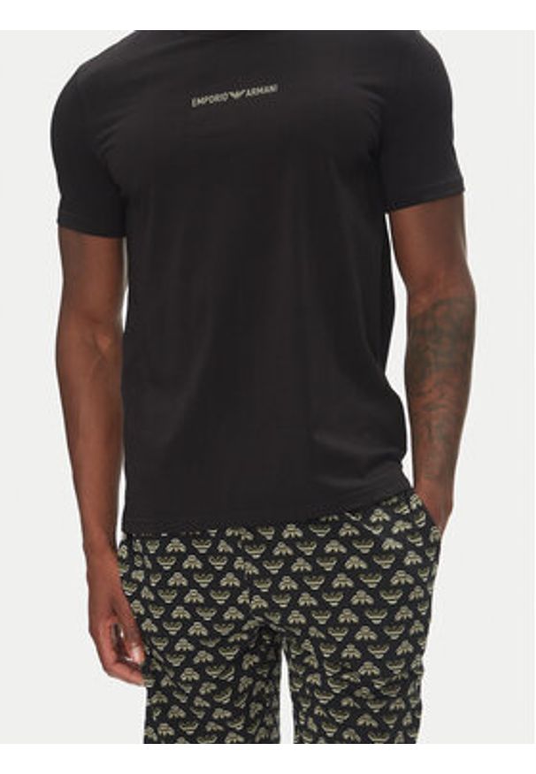 Emporio Armani Underwear Piżama EM000400 AF10793 FC063 Czarny Regular Fit. Kolor: czarny. Materiał: bawełna