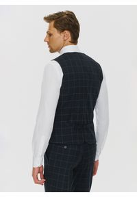 Pako Lorente - PAKO LORENTE – Granatowa kamizelka w kratę Windowpane. Kolor: niebieski. Materiał: poliester, elastan, wiskoza #5