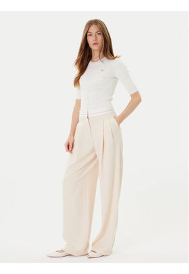 TwinSet - TWINSET Sweter 252TP3240 Beżowy Regular Fit. Kolor: beżowy. Materiał: wiskoza