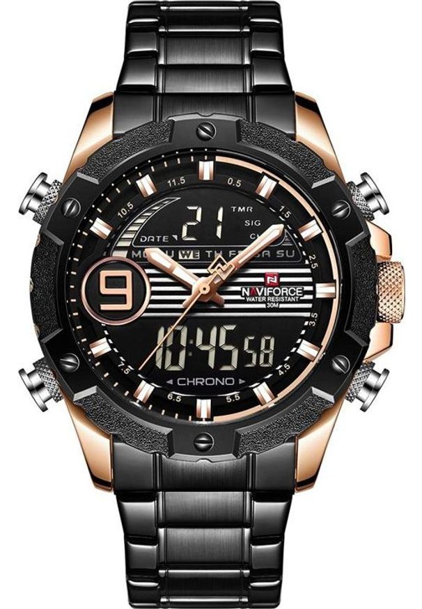 Zegarek Naviforce ZEGAREK MĘSKI NAVIFORCE - NF9146S (zn089c) - black/rosegold + BOX uniwersalny