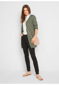 bonprix - Długi sweter bez zapięcia. Kolor: zielony. Długość: długie #3