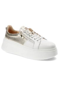 DAMISS - Białe Sneakersy Damiss Damskie Obuwie Ze Skóry Naturalnej. Kolor: biały. Materiał: skóra