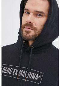 Deus Ex Machina Bluza bawełniana męska kolor czarny z kapturem z nadrukiem. Okazja: na co dzień. Typ kołnierza: kaptur. Kolor: czarny. Materiał: bawełna. Wzór: nadruk. Styl: casual #5