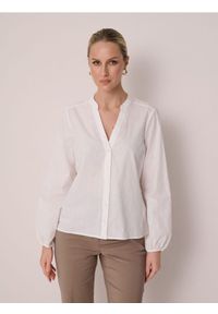 Sinsay - Żakardowa koszula z bufiastym rękawem - kremowy. Kolor: kremowy. Materiał: żakard #1