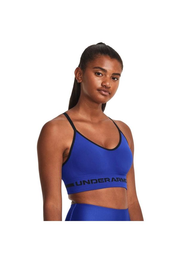 Biustonosz sportowy Under Armour Seamless Low Long Bra. Kolor: niebieski
