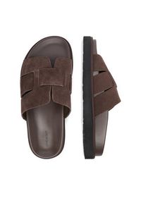 Gino Rossi - GINO ROSSI Klapki C-LB-P2170 Brązowy ciemny. Kolor: brązowy. Materiał: skóra, zamsz #4